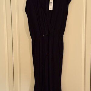 NWT Eileen Fisher Black Tencel Viscose Crepe Wide-leg Jumpsuit Petite L